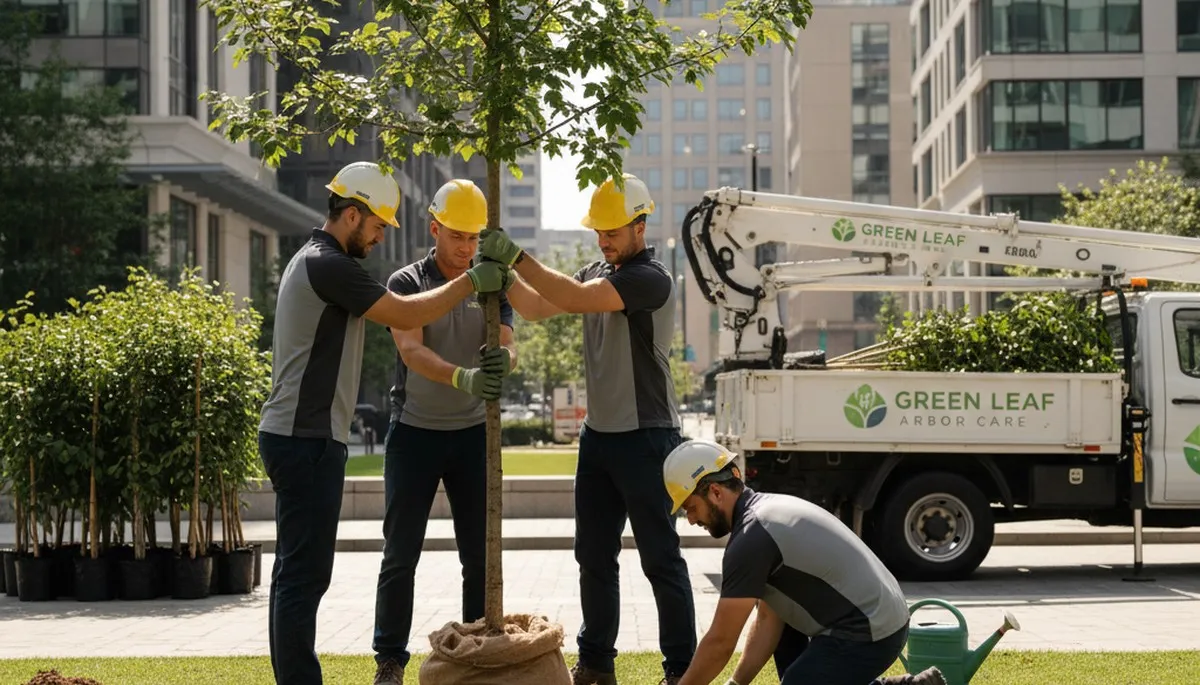 Arborists planting new trees in Omaha, NE for Chop Chop Tree’s professional tree planting service