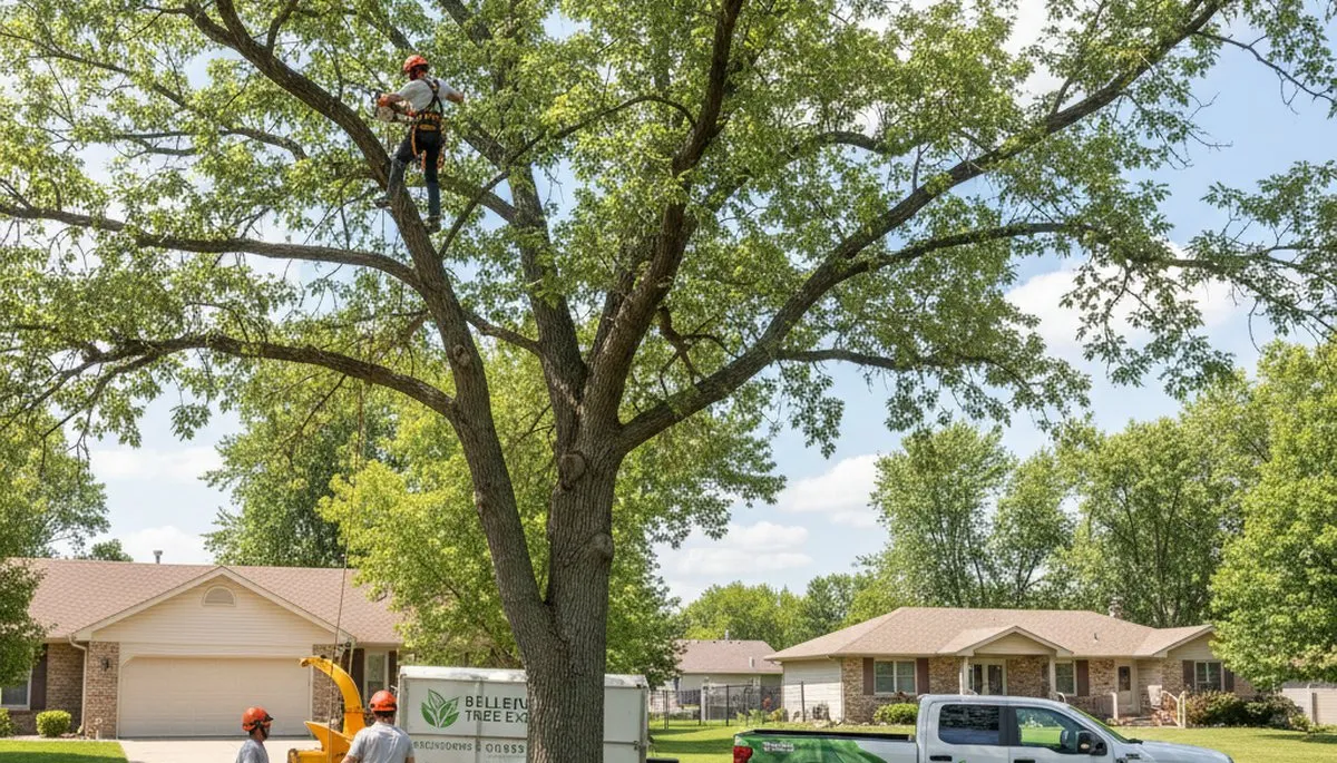 Professional tree removal service in Omaha NE safely cutting and clearing large trees