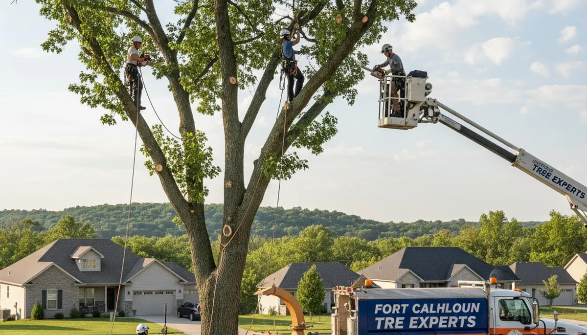 Professional tree removal service in Omaha NE safely cutting and clearing trees