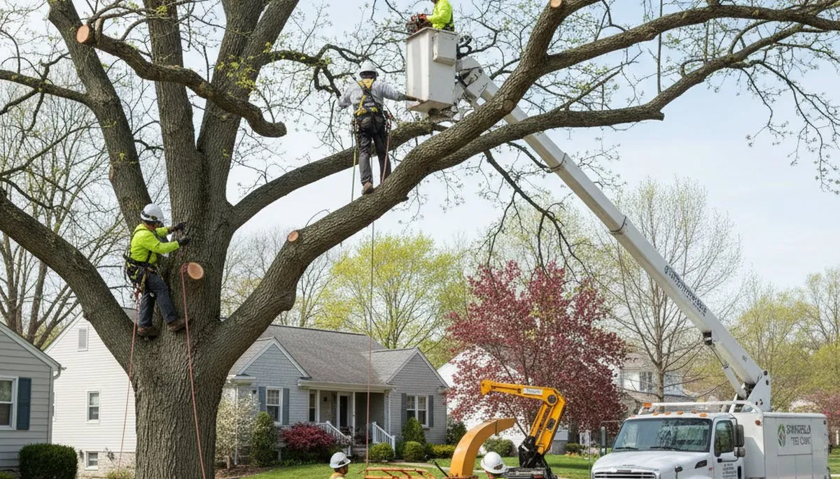 Professional tree removal service in Omaha NE safely cutting and clearing large tree branches